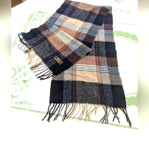 - Currie Tartan wool scarf.  Natural colours. Browns, black, gray and whit…